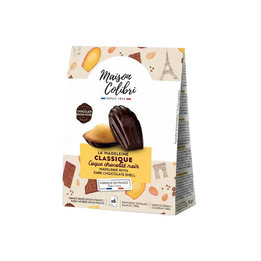 MAISON COLIBRI MADELEINES IN DARK CHOCOLATE SHELL 156g