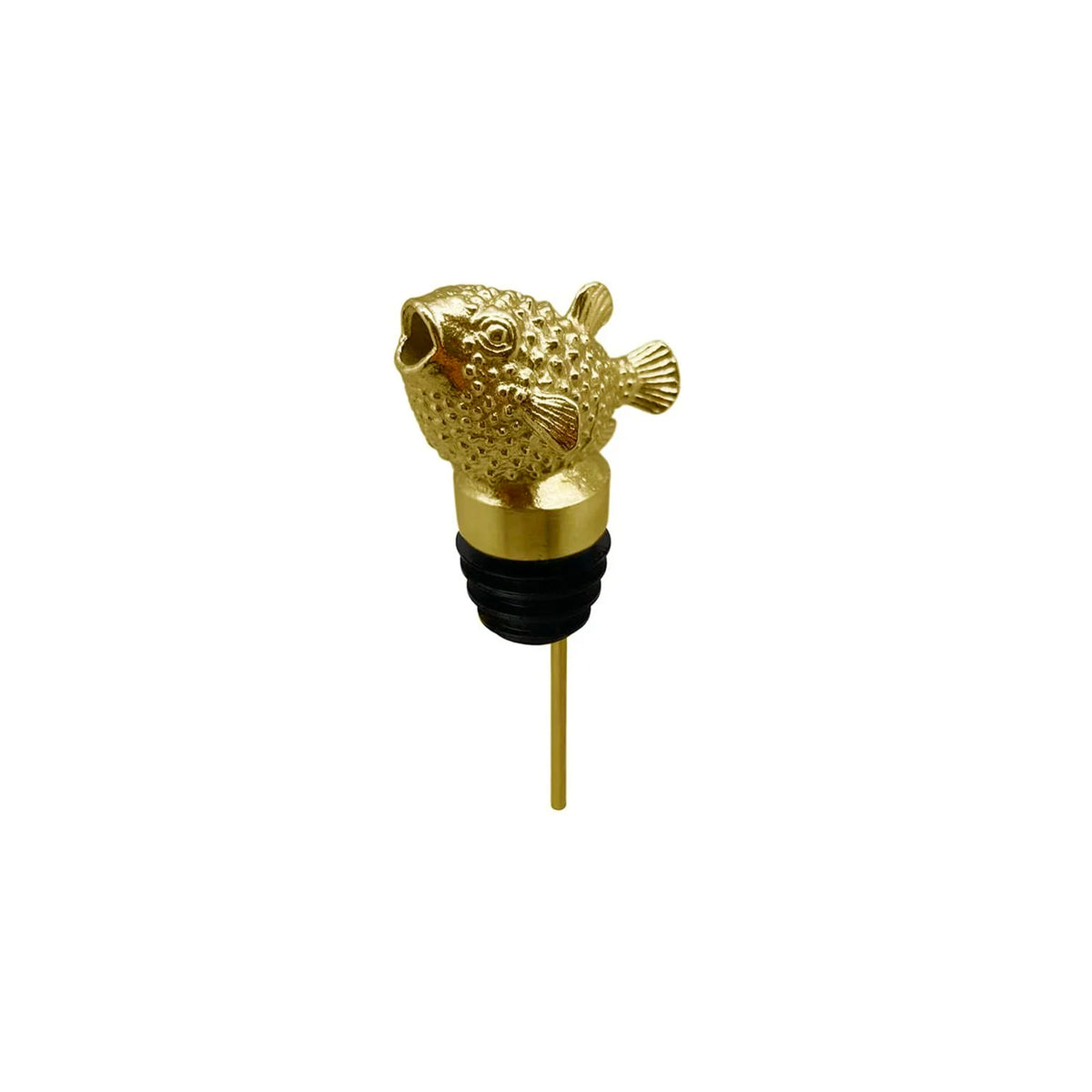 MENAGERIE STAINLESS STELL GOLD WINE POURER PUFFER FISH