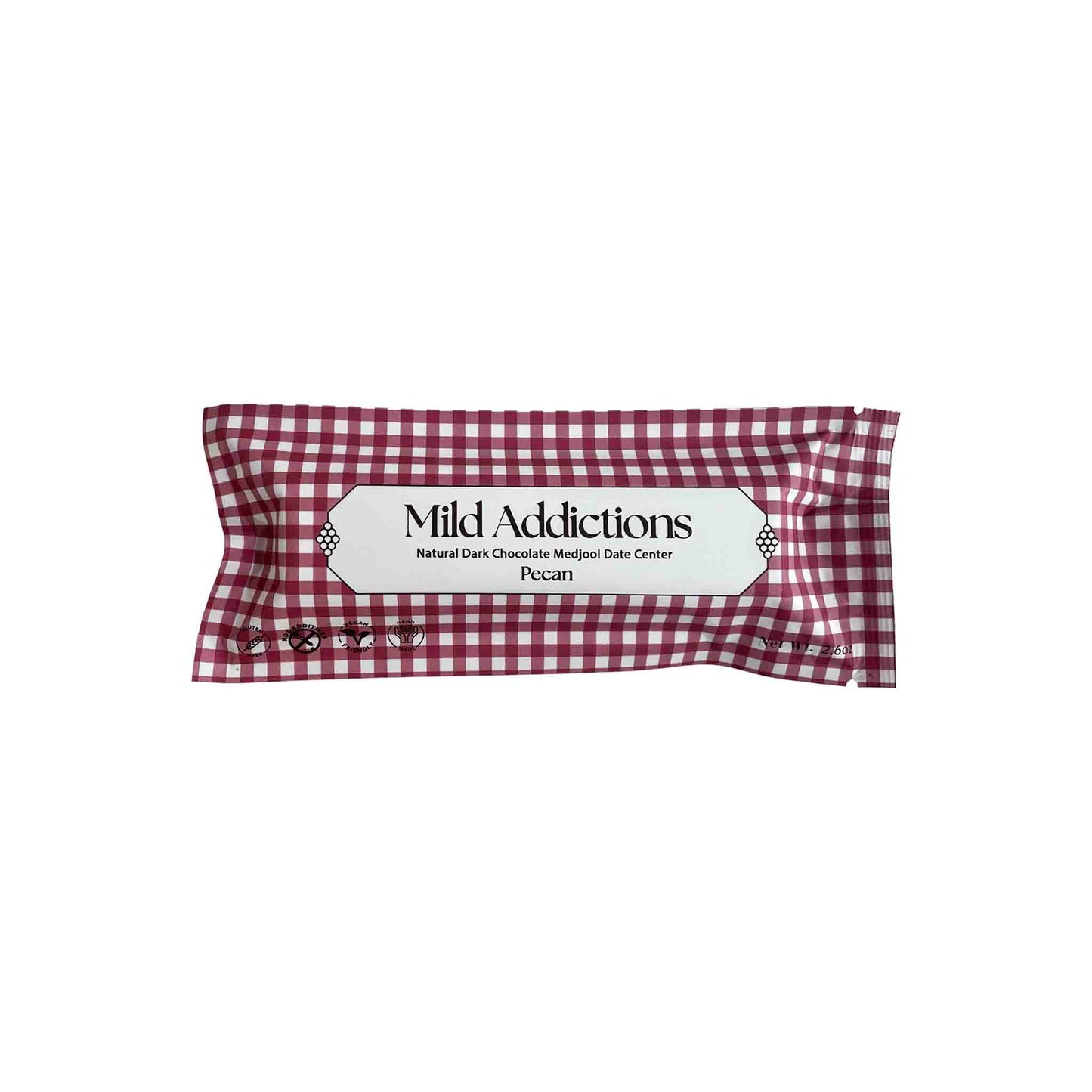 MILD ADDICTIONS PECAN DARK CHOCOLATE WITH MEDJOOL DATE CENTER 2.6oz