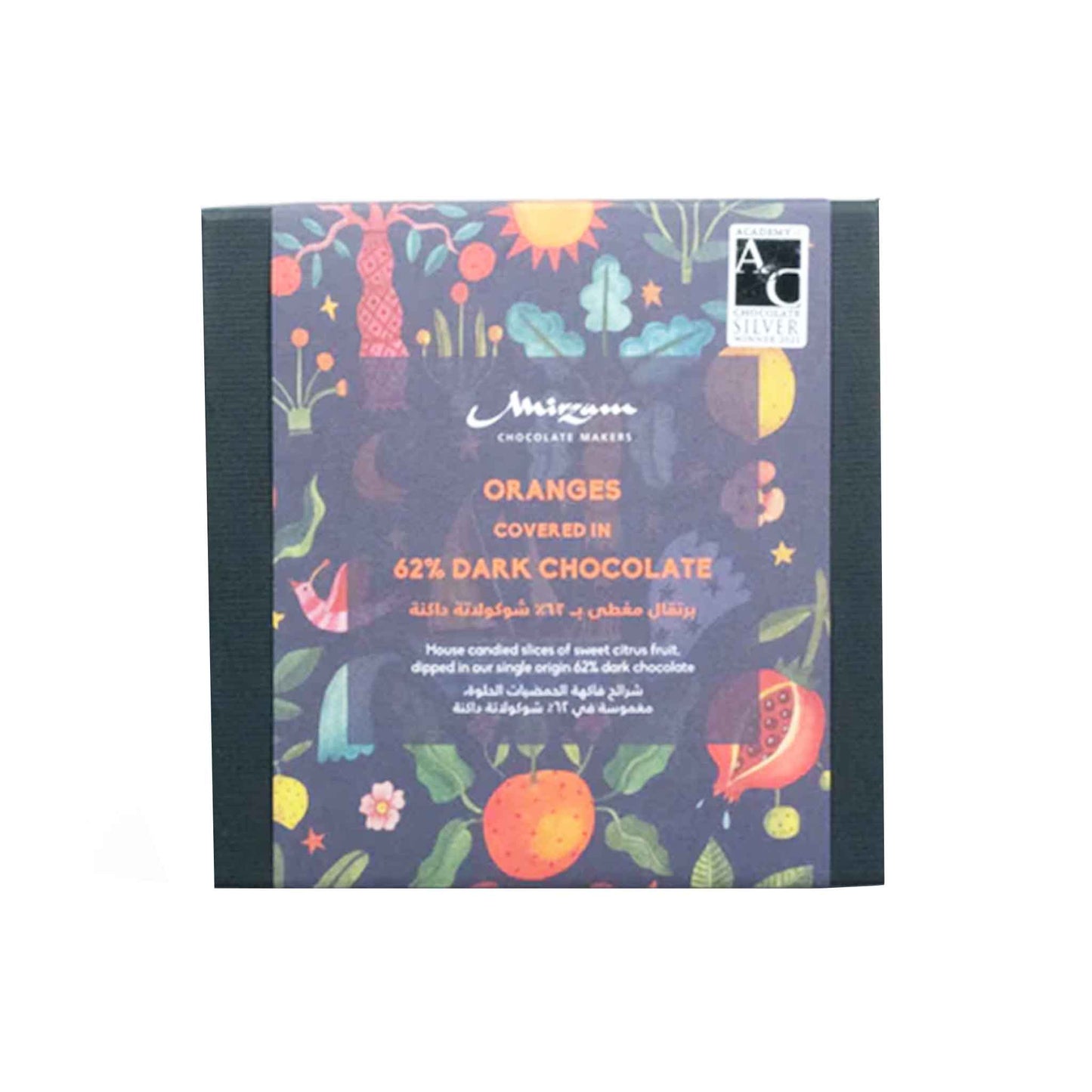 MIRZAM ORANGES IN 62% DARK CHOCOLATE 200g
