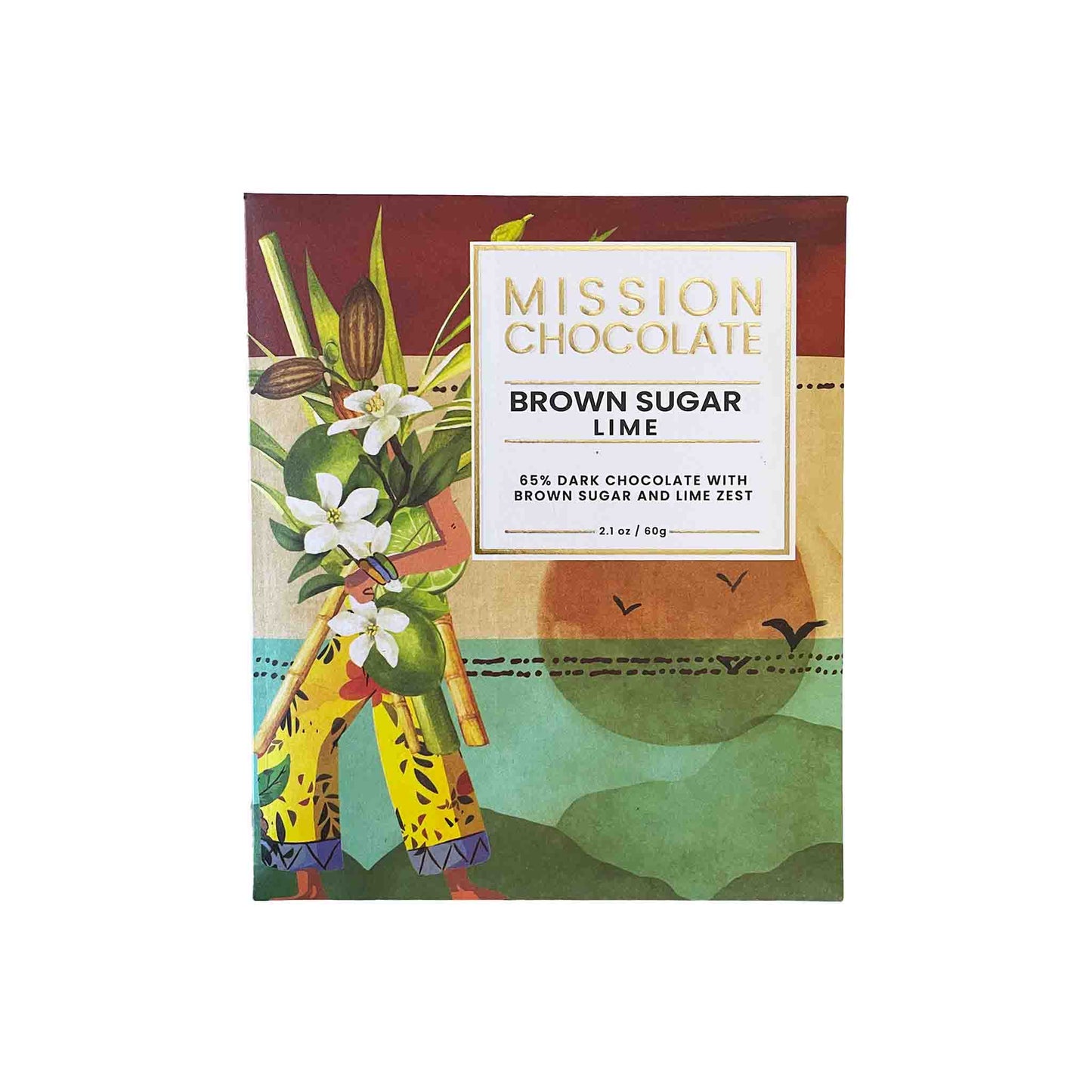 MISSION CHOCOLATE BROWN SUGAR & LIME 65% DARK CHOCOLATE 60g