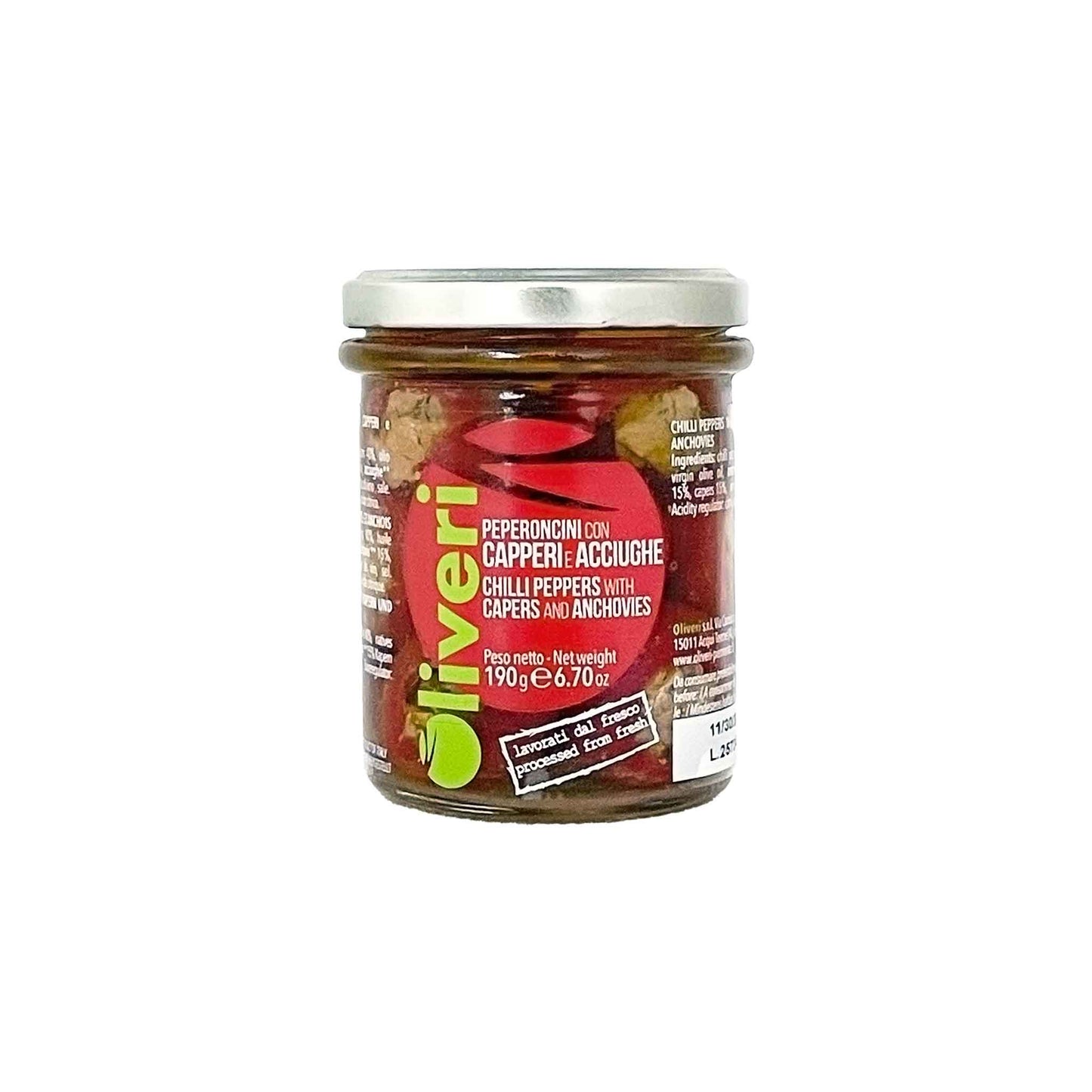 OLIVERI CHILI PEPPERS WITH CAPERS & ANCHOVIES 190g