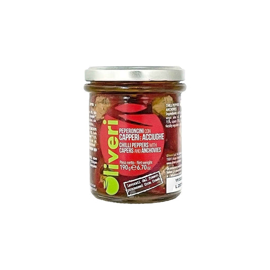 OLIVERI CHILI PEPPERS WITH CAPERS & ANCHOVIES 190g