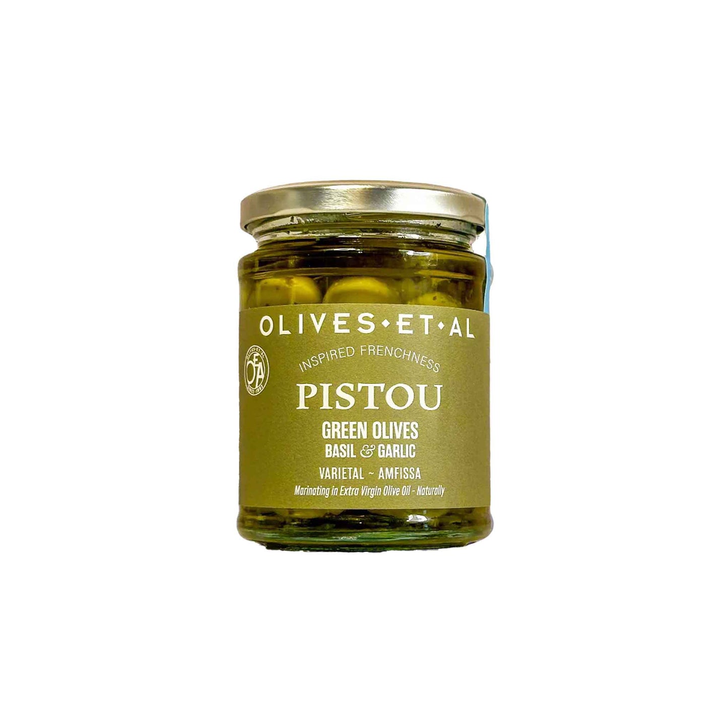 OLIVES ET AL PISTOU BASIL & GARLIC WHOLE OLIVES 250g