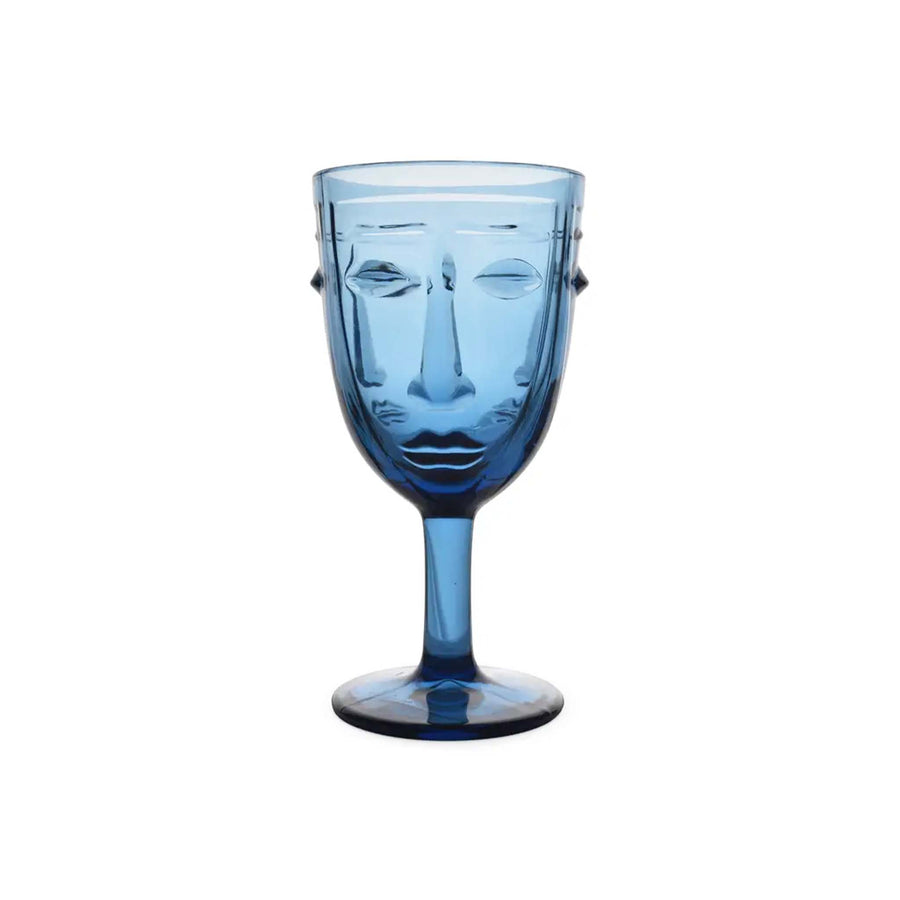 OPJET PARIS VISAGE GLASS GOBLET - BLUE