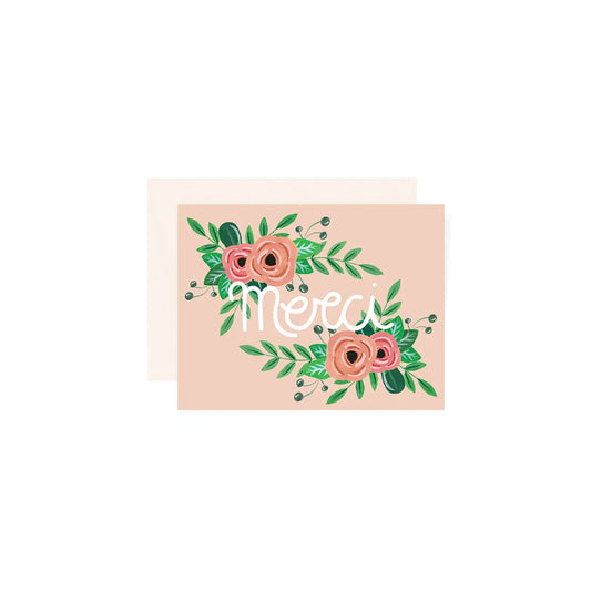PAIGE & WILLOW FLOWERS "MERCI" GREETING CARD
