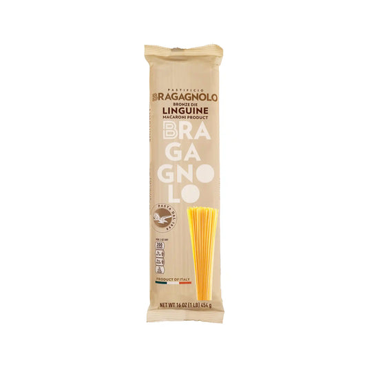 Pastificio Bragagnolo bronze die linguine Italian pasta, 1lb (454g) package.