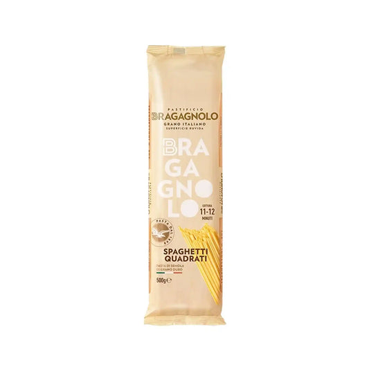 Pastificio Bragagnolo spaghetti quadrati Italian pasta made with Italian grain, 500g package.