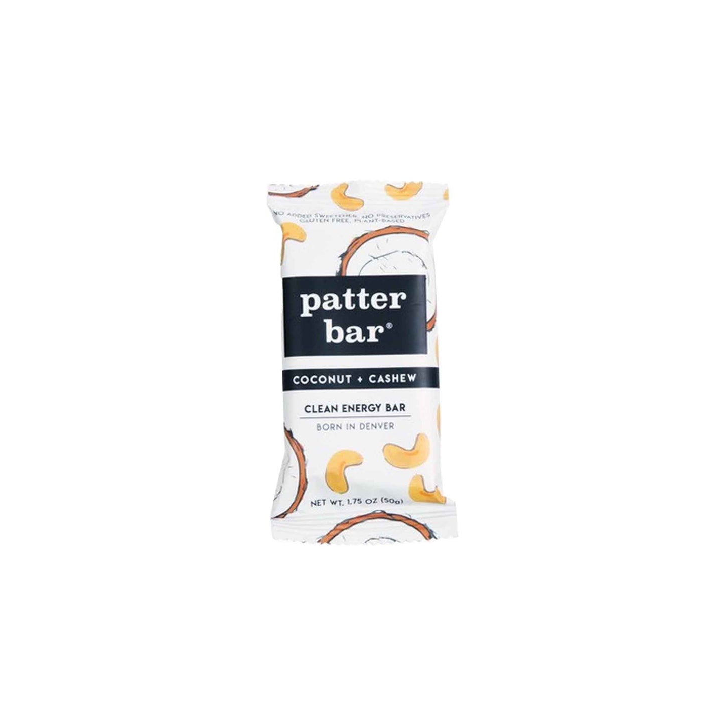 PATTER BAR COCONUT + CASHEW WHOLE FOOD BAR 50g