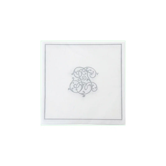 PAVIOT MONOGRAM SILVER COCKTAIL COCKTAIL NAPKIN