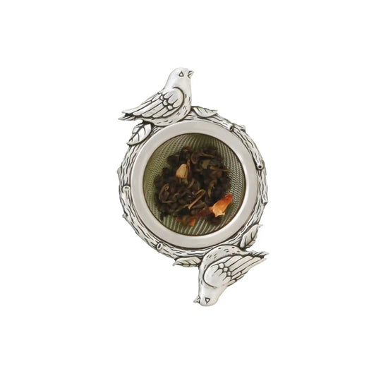 PEWTER BIRDS TEA STRAINER