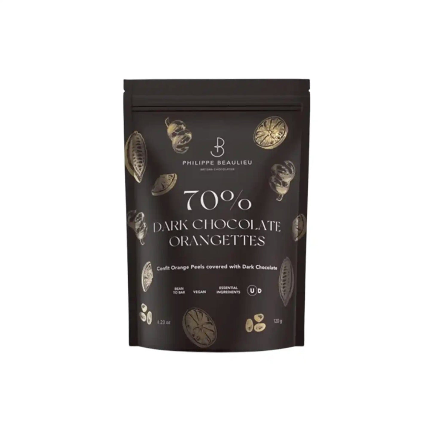 PHILIPPE BEAULIEU DARK CHOCOLATE ORANGETTES 120g