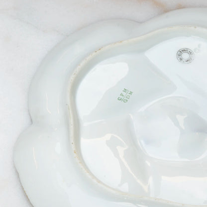 Limoges peach conch shell oyster plate reverse showing marks