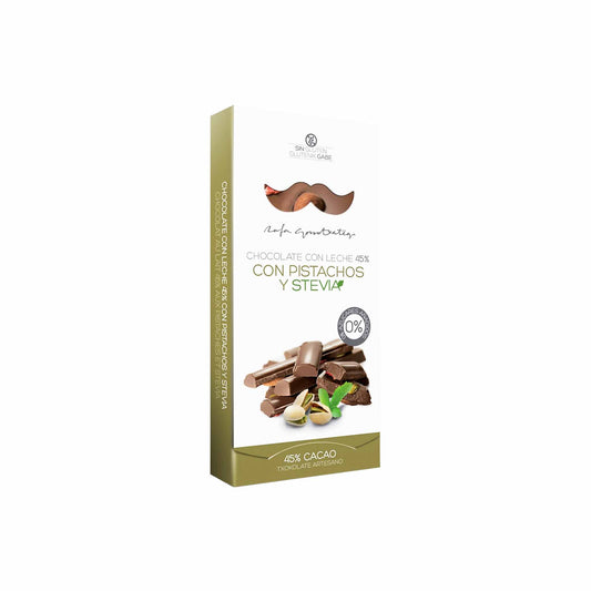 RAFA GORROTXATEGI SUGAR FREE 45% MILK CHOCOLATE WITH PISTACHIOS AND STEVIA 100g