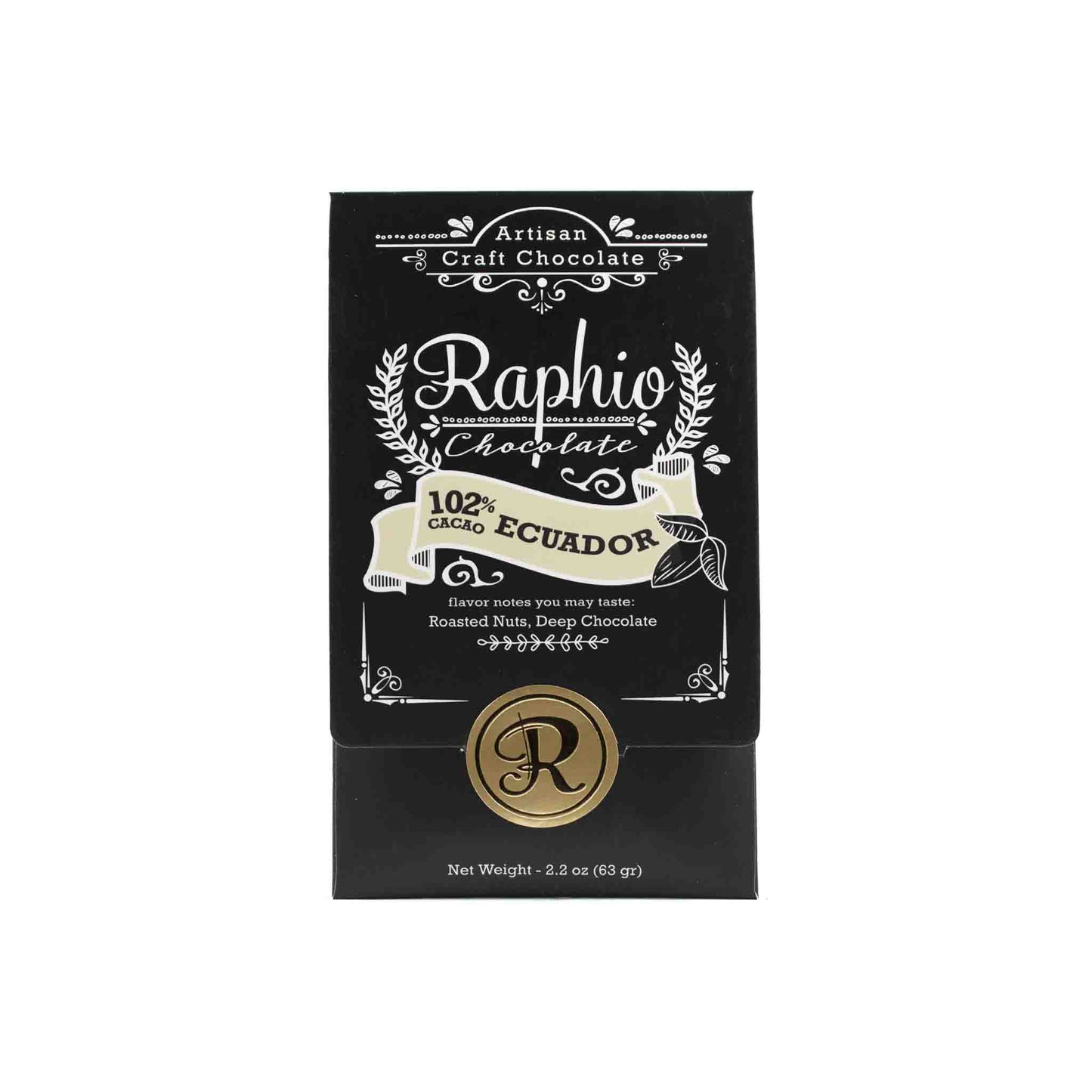 RAPHIO CHOCOLATE ECUADOR 102% DARK CHOCOLATE 2.2oz