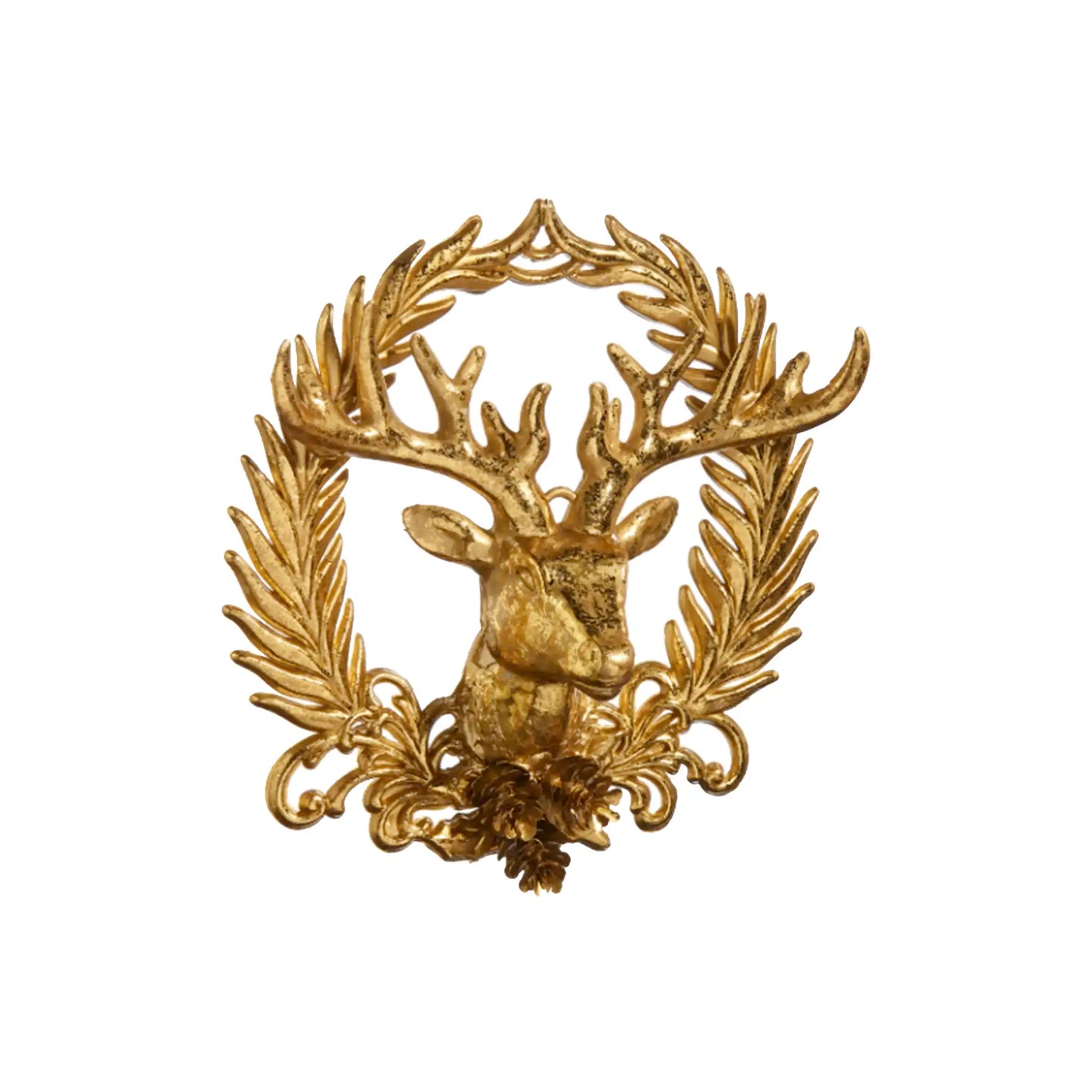 RAZ 6" DEER W/WREATH EMBLEM ORNAMENT