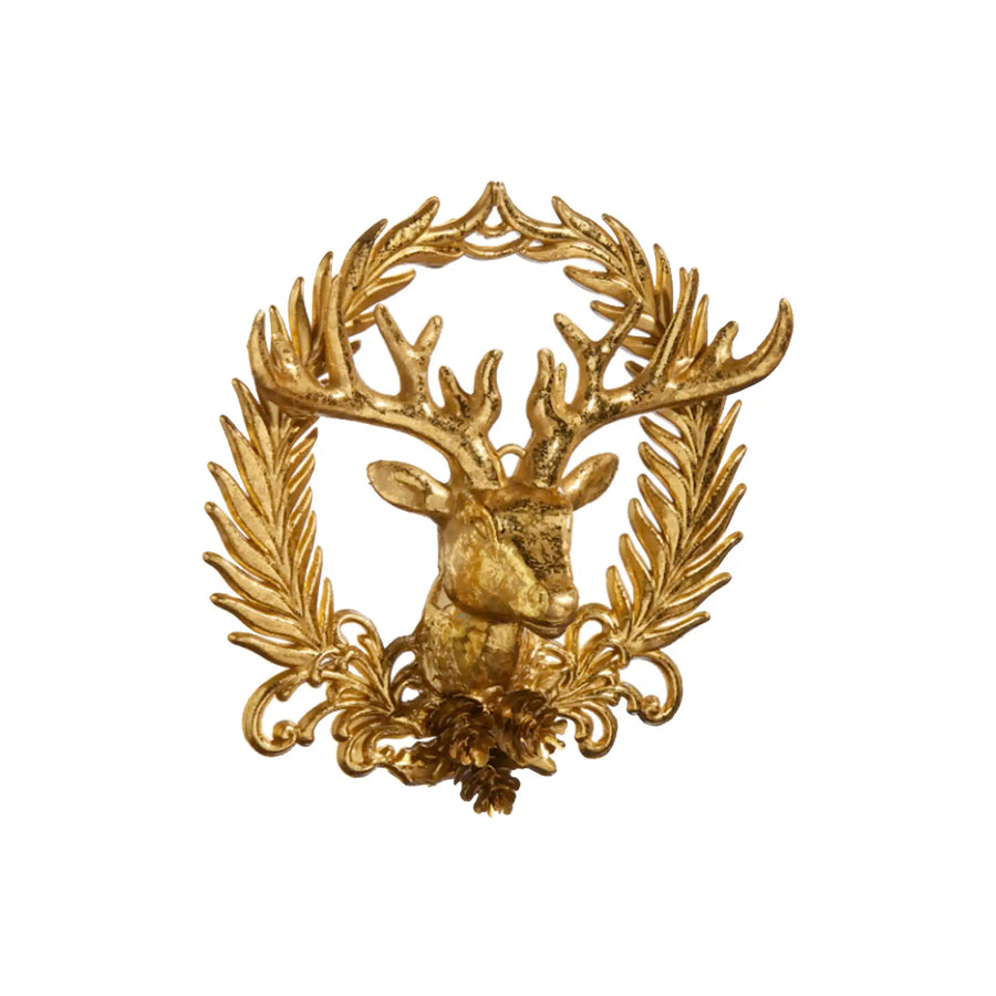 RAZ 6" DEER W/WREATH EMBLEM ORNAMENT