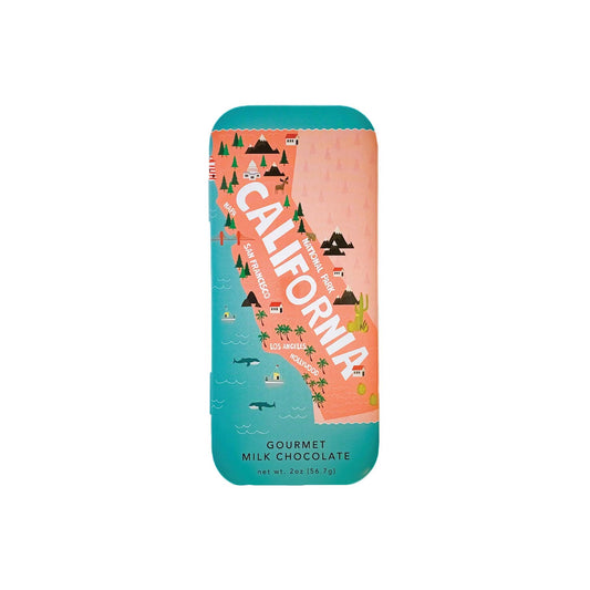 SAN FRANCISCO CHOCOLATE FACTORY CALIFORNIA STATE MAP TIN MILK CHOCOLATE 2oz