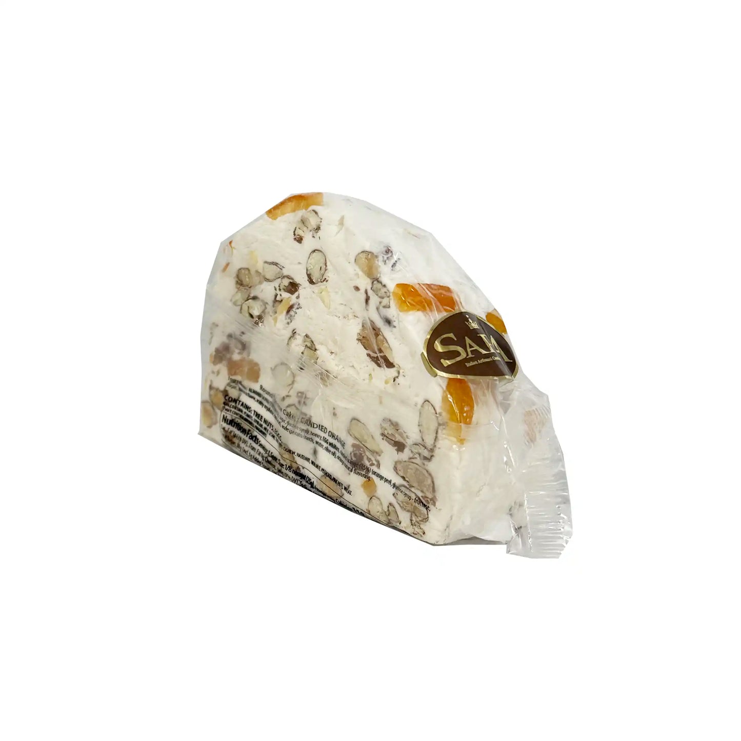 Sara candied orange torrone nougat slice with almonds and orange peel, 200g.
