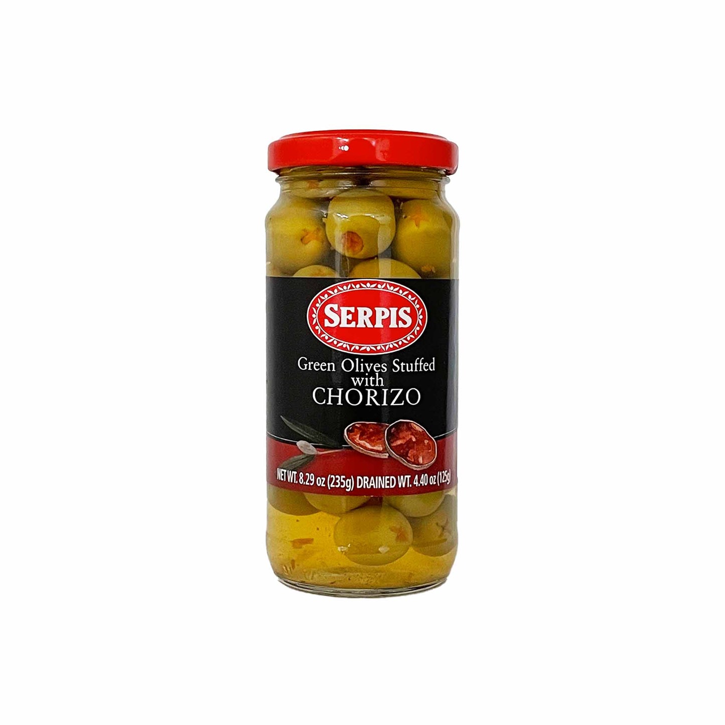 SERPIS GREEN OLIVES STUFFED WITH CHORIZO 125g
