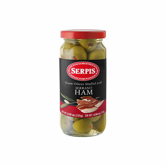 SERPIS GREEN OLIVES STUFFED WITH SERRANO HAM 235g