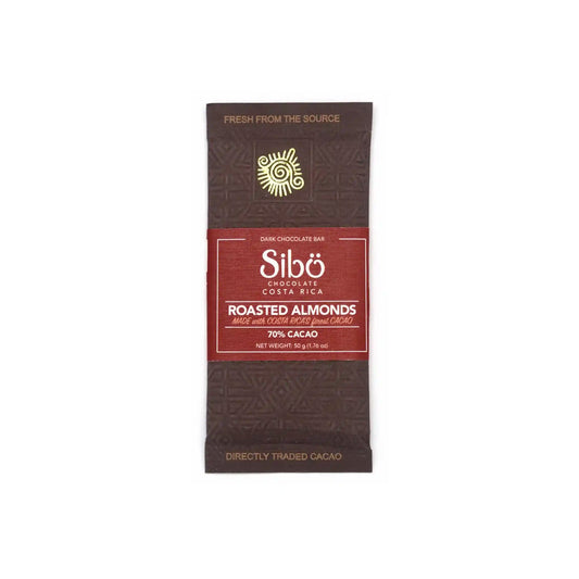 SIBO ROASTED ALMONDS CHOCOLATE BAR 70% 50g