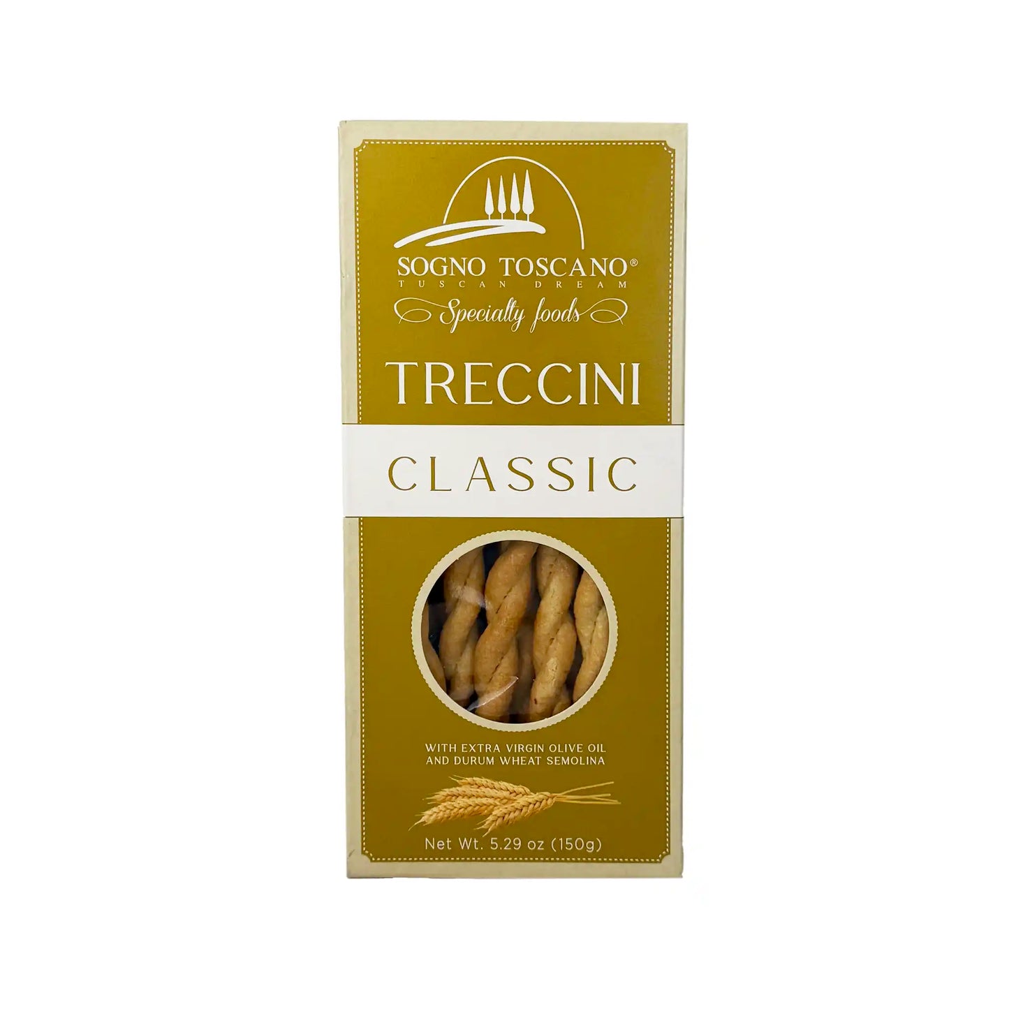 Sogno Toscano Treccini Classic Italian breadsticks 150g with extra virgin olive oil and durum wheat semolina.