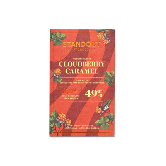 STANDOUT NORDIC NATURE ORGANIC CLOUDBERRY CARAMEL 49% MILK CHOCOLATE  50g