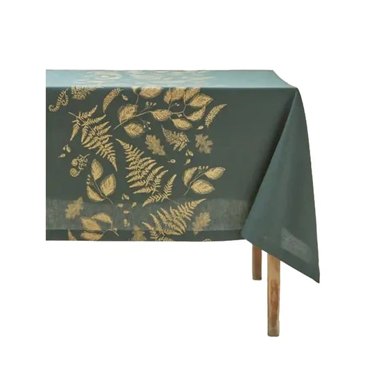 SYLVIE THIRIEZ COTTON FORÊT ENCHANTÉE TABLECLOTH - VERT (63" X 98.4")