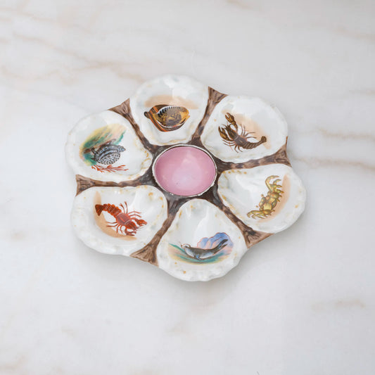 VINTAGE LIMOGES OYSTER PLATE - SEA CREATURES