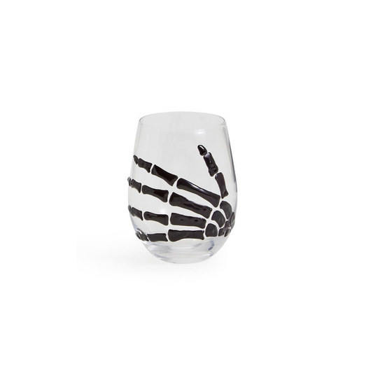 TWOS COMPANY SKELETON HAND WINE GLASS