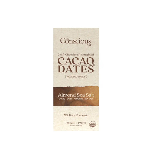 THE CONSCIOUS BAR ALMOND SEA SALT 72% DARK CHOCOLATE 50g