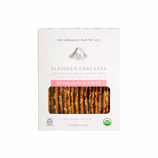 THE ORGANIC PANTRY CO. GLUTEN FREE FLAXSEED CRACKERS PINK HIMALAYAN SALT 120g