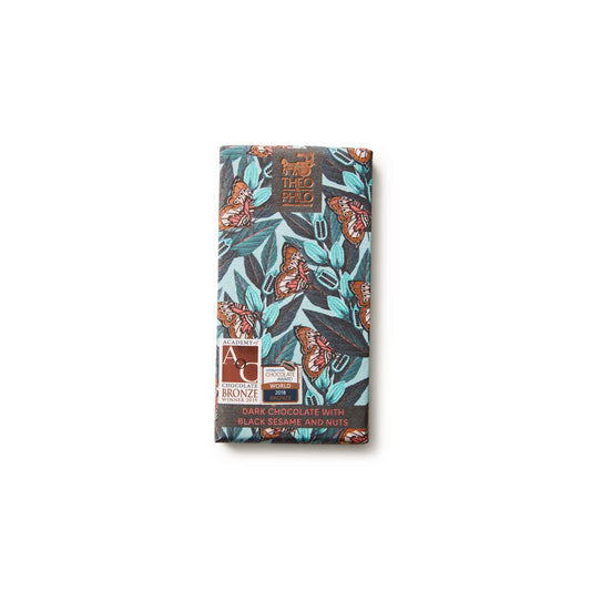 THEO & PHILO 65% DARK CHOCOLATE WITH BLACK SESAME AND NUTS 45g