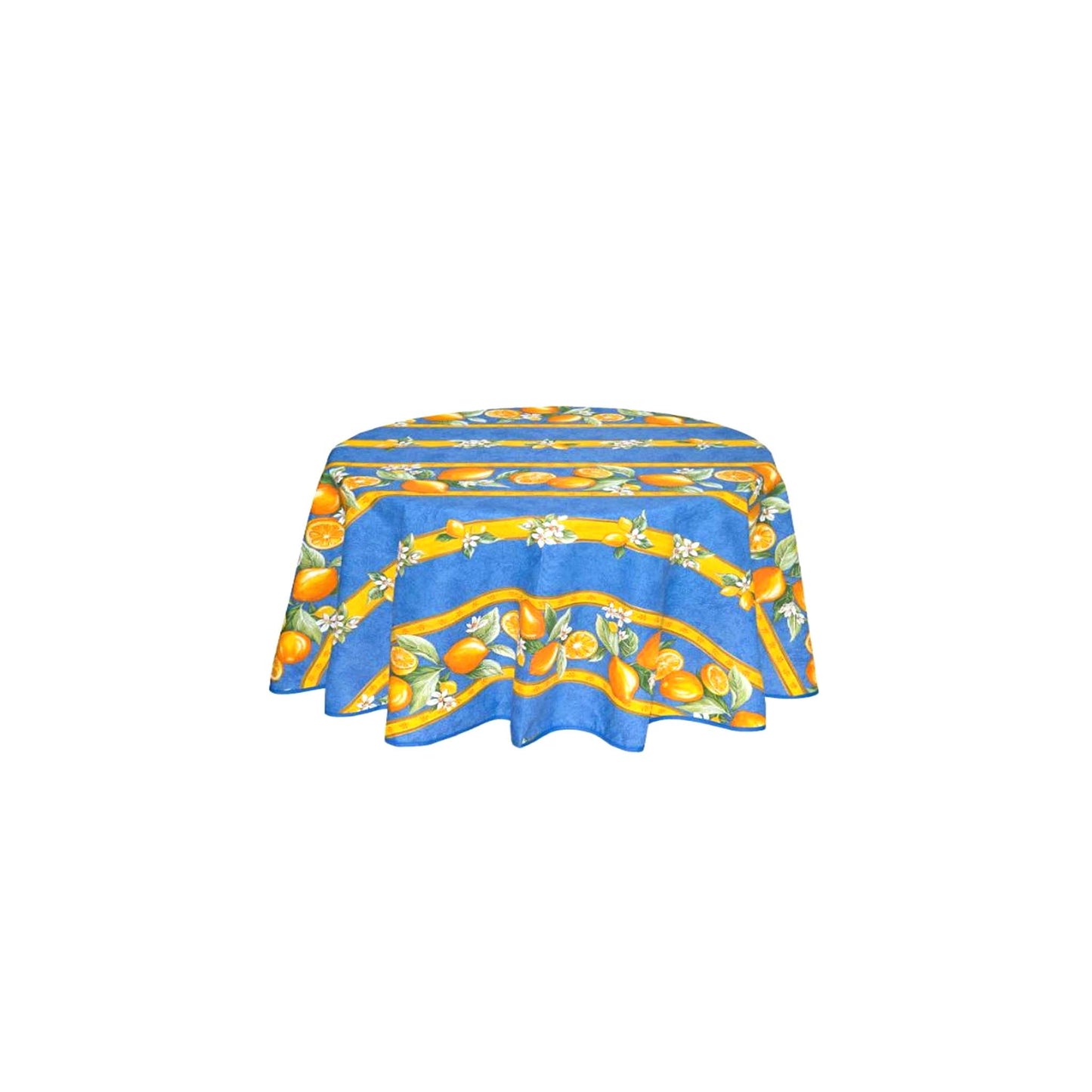 TISSUS TOSELLI CITRON COTTON TABLECLOTH - BLUE (60")