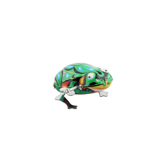 TRIBAL TIN FROG WITH WIGGLY EYES TOY