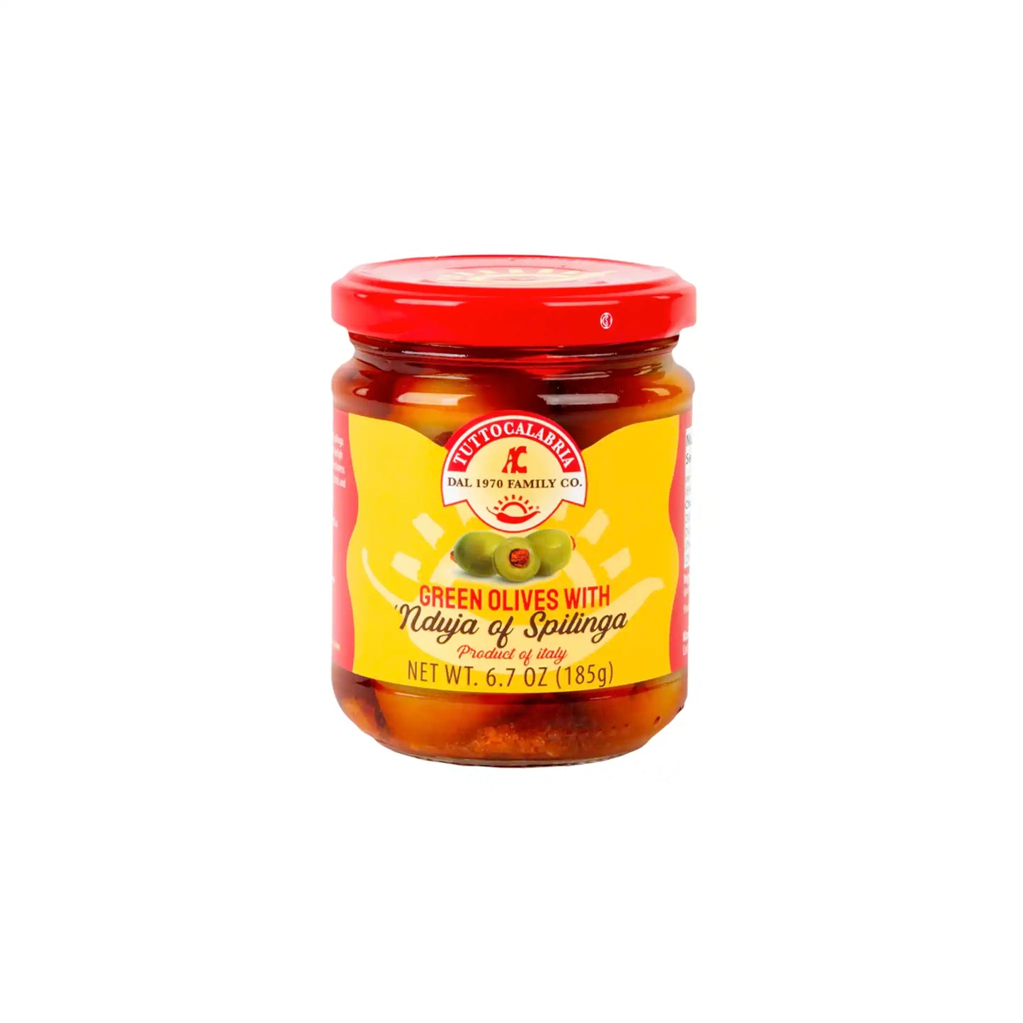 TUTTO CALABRIA GREEN OLIVES WITH 'NDUJA OF SPILINGA 6.7oz