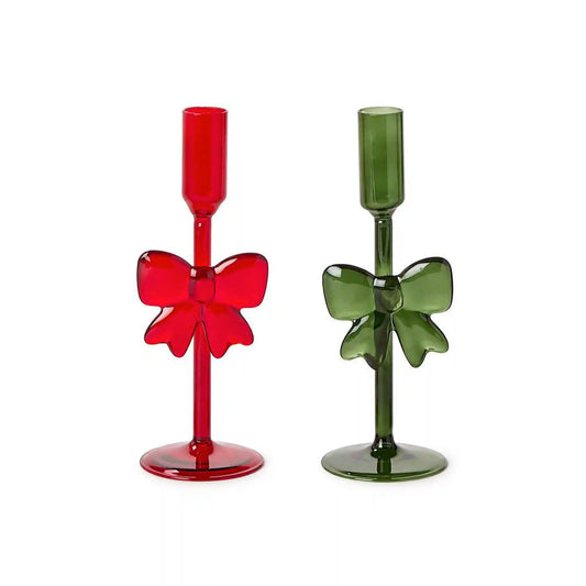 TWOS COMPANY BOW TAPER CANDLEHOLDER ASSORTED
