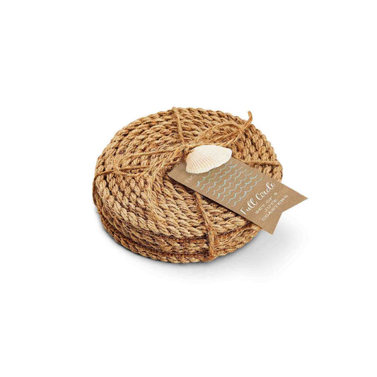 TWO'S COMPANY JUTE CIRCLE COASTER SET OF 4