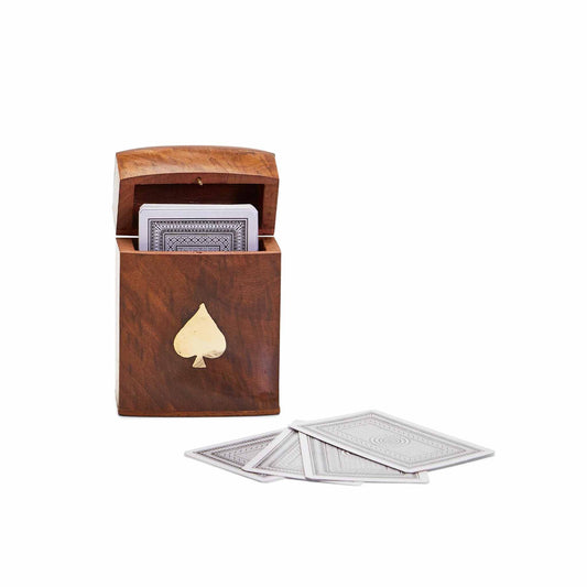 TWO'S COMPANY PLAYING CARD SET IN WOODEN BOX