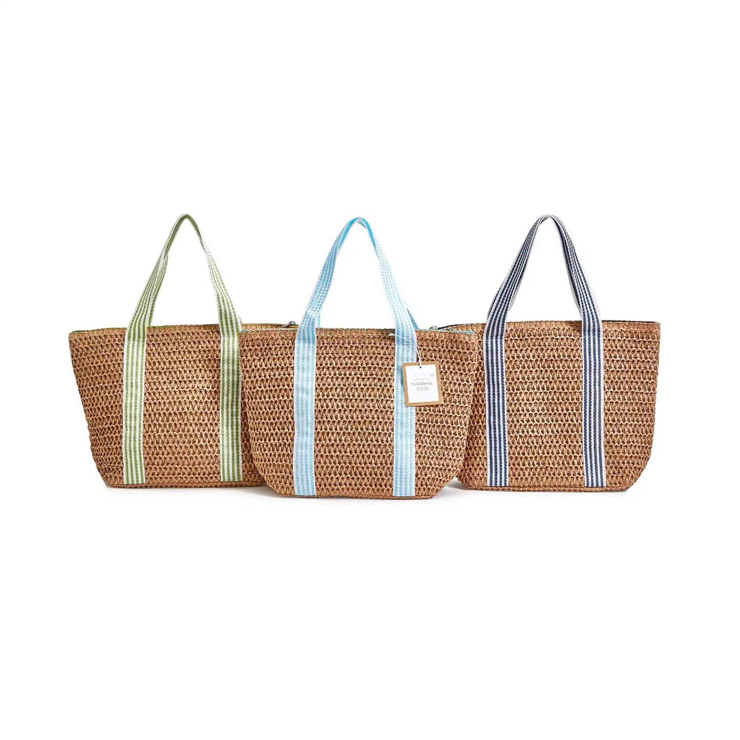 TWO'S COMPANY WOVEN THERMAL LUNCH TOTE ASSORTED