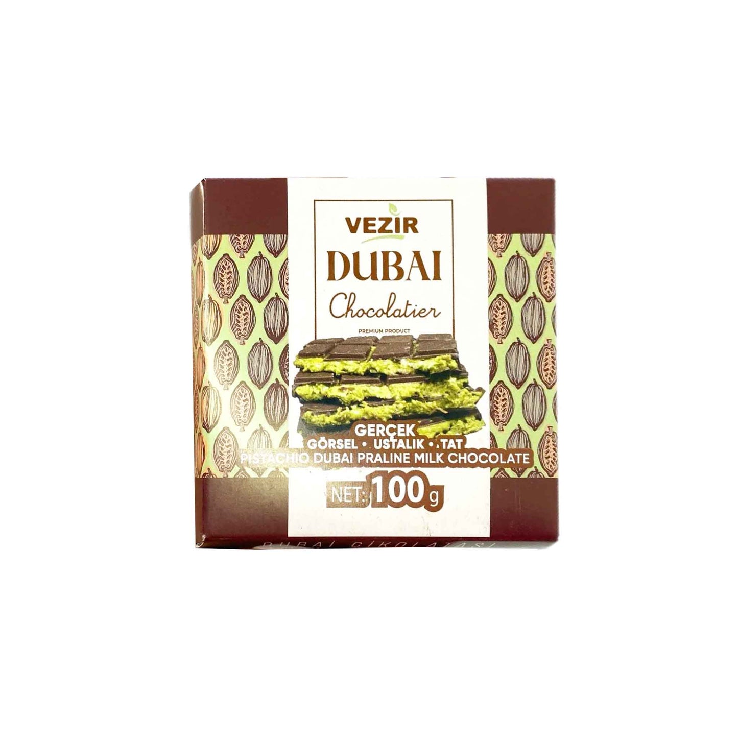 VEZIR DUBAI PISTACHIO PRALINE MILK CHOCOLATE 100g