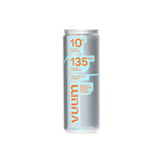 VUUM WHITE PEACH GINGER PROTEIN SPARKLING WATER + ENERGY 12oz