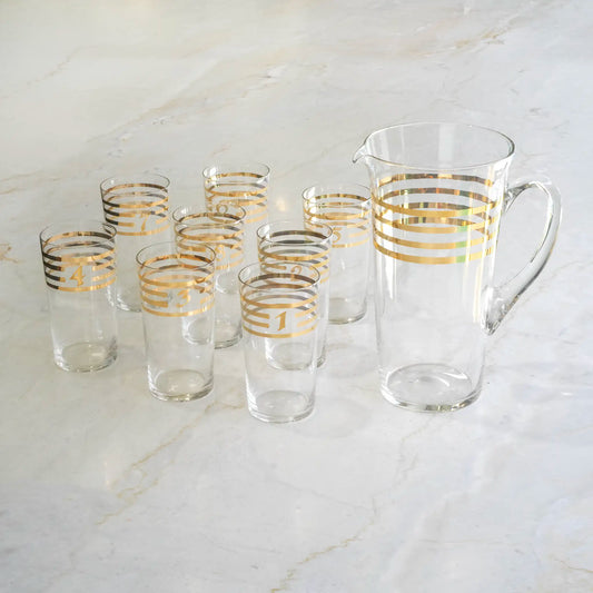 VINTAGE EUROPEAN GLASSES AND PITCHER SET