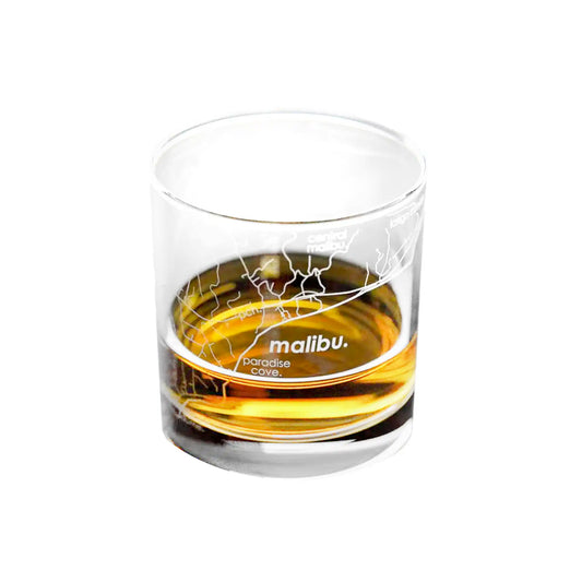WELL TOLD MALIBU MAP ETCHED WHISKEY GLASS 11oz