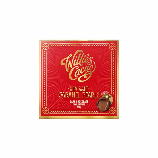 WILLIES SEA SALT DARK CHOCOLATE CARAMEL PEARLS 150g