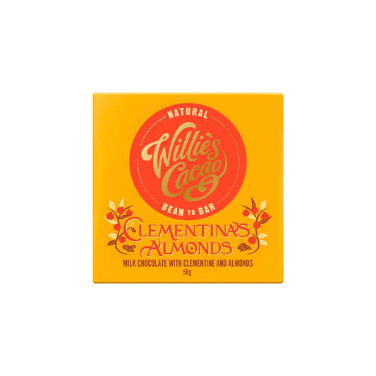 WILLIE'S CACAO MILK CHOCOLATE WITH CLEMENTINE AND ALMONDS 50g