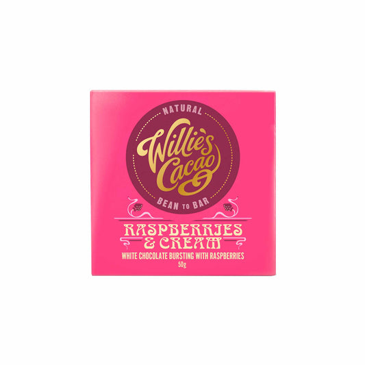 WILLIE'S CACAO RASPBERRIES & CREAM WHITE CHOCOLATE 50g
