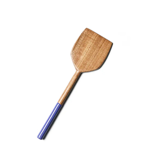 COTON COLORS WOODEN SPATULA WITH IRIS BLUE ENAMEL