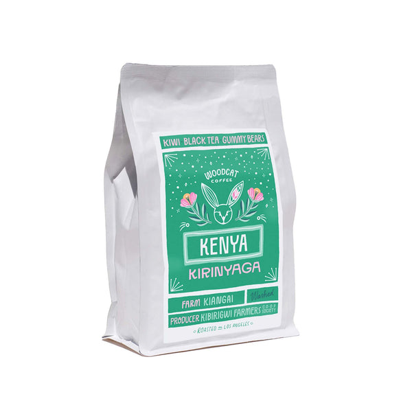 Woodcat Kirinyaga coffee features a distinct kiwi-like acidity balanced complexity akin to a premium black tea, with a gentle sweetness reminiscent of gummy bears.
